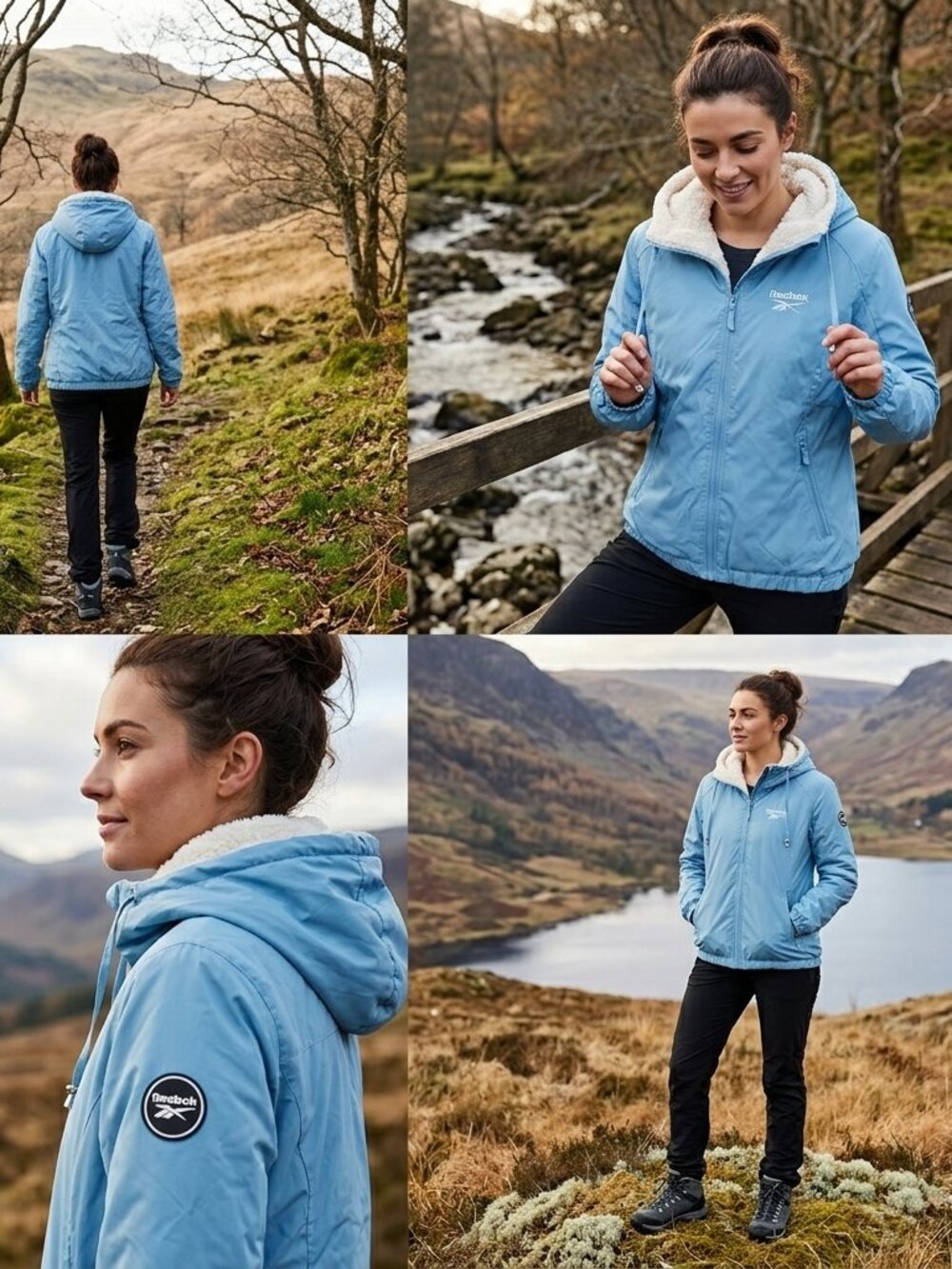 Reebok Sherpa Lined Hooded Jacket Light Blue L